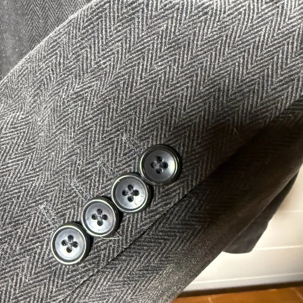 CEZANI Velvet Feel- Herringbone Pattern MENS BLACK SPORT COAT